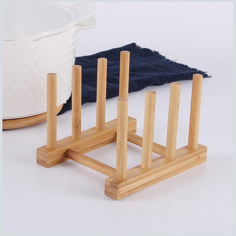 YWSHF Bamboo Wooden Dish Rack Dishes Drainboard Drying Drainer Storage Holder Stand Kitchen Cabinet Organizer for Dish,Plate,Bowl,Cup Pot,Lid,Book - Image 4